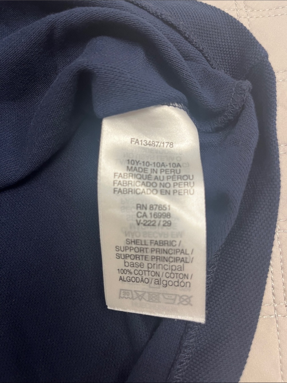 Lacoste navy blue short sleeve pique polo - boys size 10 - Picture 4 of 5
